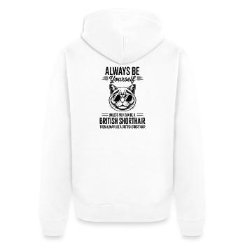Britisch Kurzhaar Katze Britisch Kurzhaar Geschenk - Unisex Premium Bio Zip Hoodie - Weiß - Hinten - Thijin (182cm)