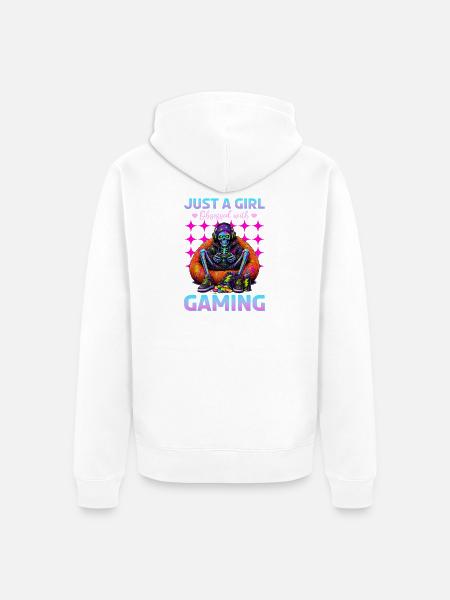 Skeleton Gamer Gaming Halloween - Unisex Premium Bio Zip Hoodie - Weiß