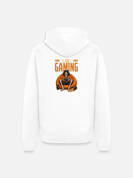 Skeleton Gamer Gaming Halloween - Unisex Premium Bio Zip Hoodie - Weiß