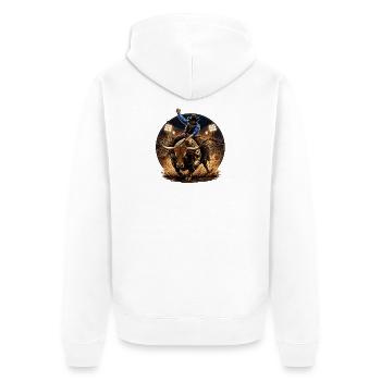 Rodeo Rider vs. Bull - Unisex Premium Organic Zip Hoodie - white - Back - Thijin (182cm)