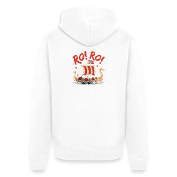  Røl Rør Wikinger Langschiff Norwegen Nordische - Unisex Premium Bio Zip Hoodie - Weiß - Hinten - Thijin (182cm)