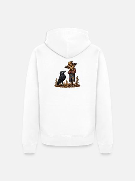 Krähenfreund der Scheune - Unisex Premium Bio Zip Hoodie - Weiß