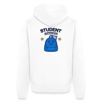 Studenten-Superstar-Design - Unisex Premium Bio Zip Hoodie - Weiß - Hinten - Thijin (182cm)