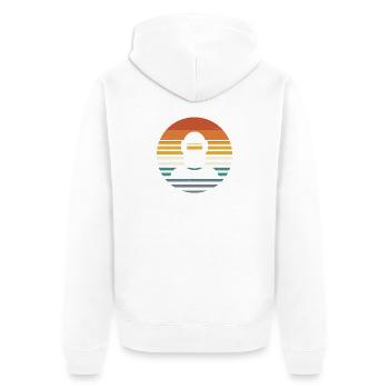 Schweißhelm – Porträt, Retro, Vintage, Streifen, M - Unisex Premium Bio Zip Hoodie - Weiß - Hinten - Thijin (182cm)