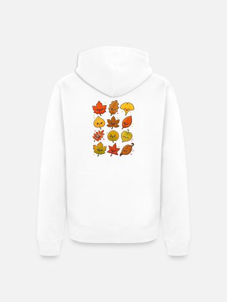 Kawaii Herbstblätter | Herbst & Natur - Unisex Premium Bio Zip Hoodie - Weiß