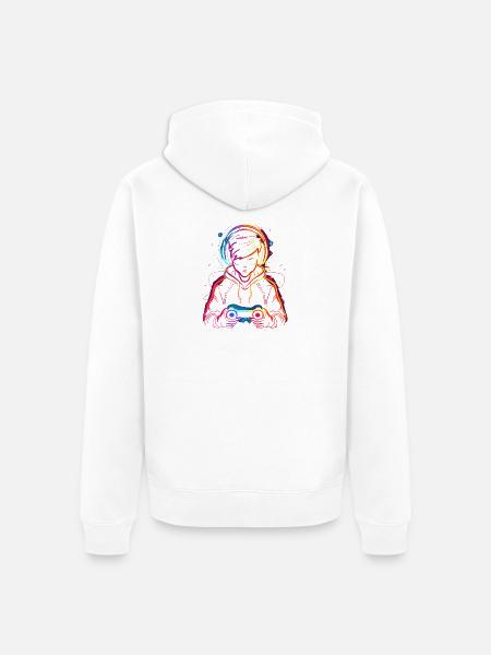 Gamer Synthwave - Unisex Premium Bio Zip Hoodie - Weiß