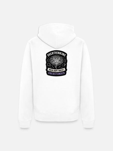 Overthinking Kopf Überstunden - Unisex Premium Bio Zip Hoodie - Weiß