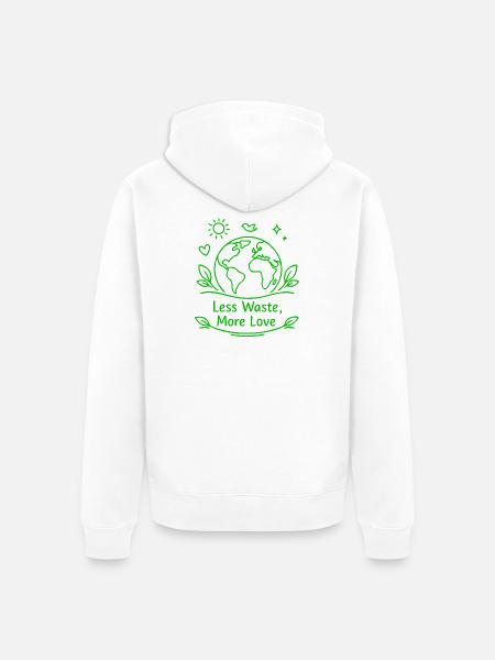 Less waste, more love. - Unisex Premium Bio Zip Hoodie - Weiß