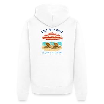 Bereit für den Strand – Einfach mal abschalten - Unisex Premium Bio Zip Hoodie - Weiß - Hinten - Thijin (182cm)