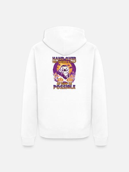 Süßes ASAP Halloween Faultier Sloth - Unisex Premium Bio Zip Hoodie - Weiß