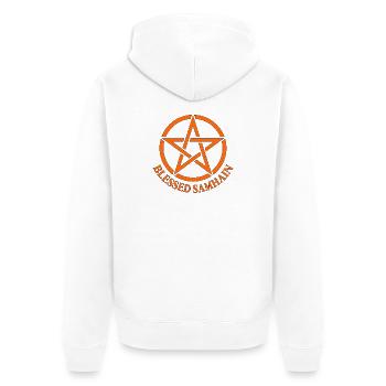 Samhain Wicca Wicca-Hexenstern - Unisex Premium Bio Zip Hoodie - Weiß - Hinten - Thijin (182cm)