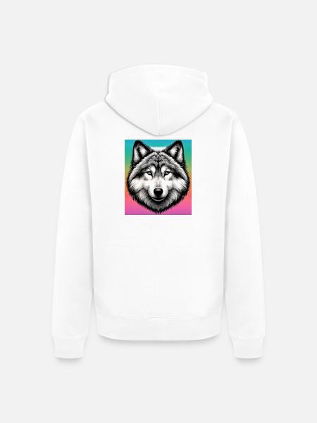 Wolf - Unisex Premium Bio Zip Hoodie - Weiß