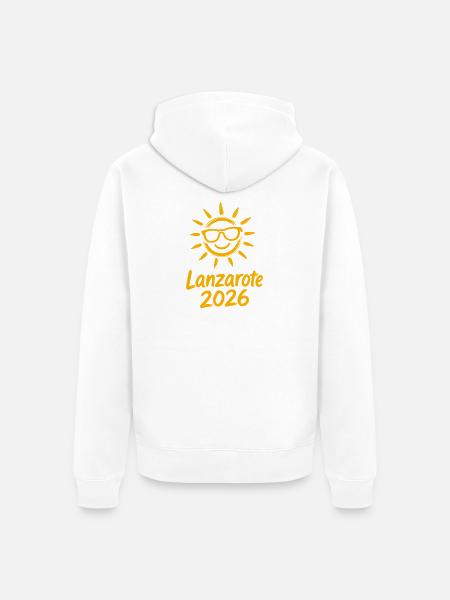 Lanzarote 2026 Sonnenlogo - Unisex Premium Bio Zip Hoodie - Weiß