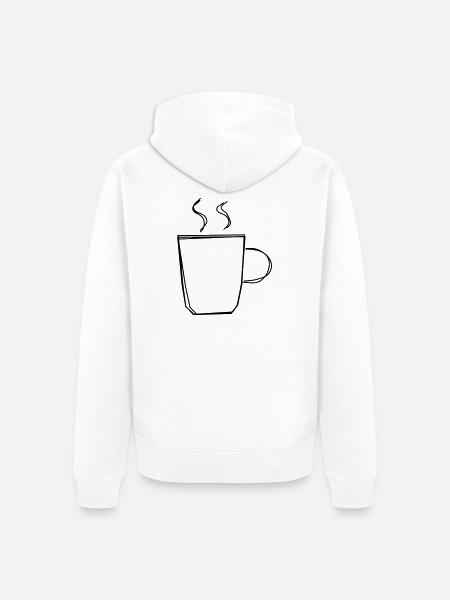Kaffeepause handgezeichnet - Unisex Premium Bio Zip Hoodie - Weiß