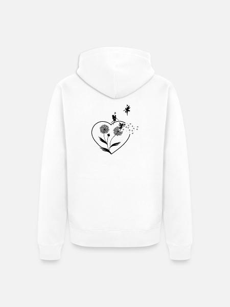 Schmetterlingdesign Pusteblumen Wiese Herzen Feen - Unisex Premium Bio Zip Hoodie - Weiß