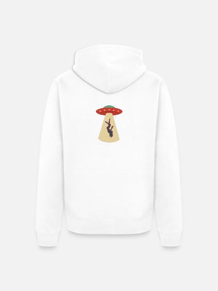 Lichtstrahl Entführung Retro UFO - Unisex Premium Bio Zip Hoodie - Weiß