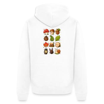 Kawaii Waldschätze | Pilze & Natur - Unisex Premium Bio Zip Hoodie - Weiß - Hinten - Thijin (182cm)