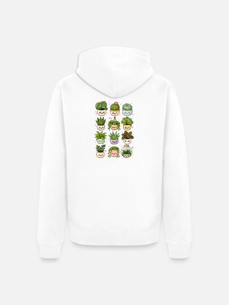 Kawaii Zimmerpflanzen | Urban Jungle - Unisex Premium Bio Zip Hoodie - Weiß