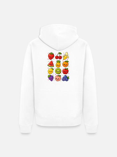 Kawaii Obst | Früchte & Sommer - Unisex Premium Bio Zip Hoodie - Weiß