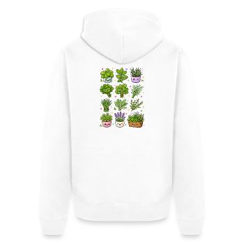 Kawaii Kräuter | Küche & Kräutergarten - Unisex Premium Bio Zip Hoodie - Weiß - Hinten - Thijin (182cm)