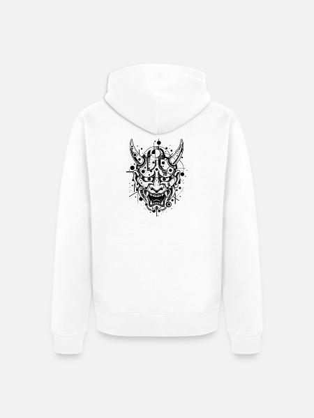 Hannya Maske - Unisex Premium Bio Zip Hoodie - Weiß
