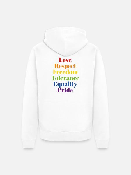 Rainbow Pride Kernwerte - Unisex Premium Bio Zip Hoodie - Weiß