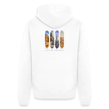 Saudi-Arabien Travel – Wüste & Kultur Motiv - Unisex Premium Bio Zip Hoodie - Weiß - Hinten - Thijin (182cm)
