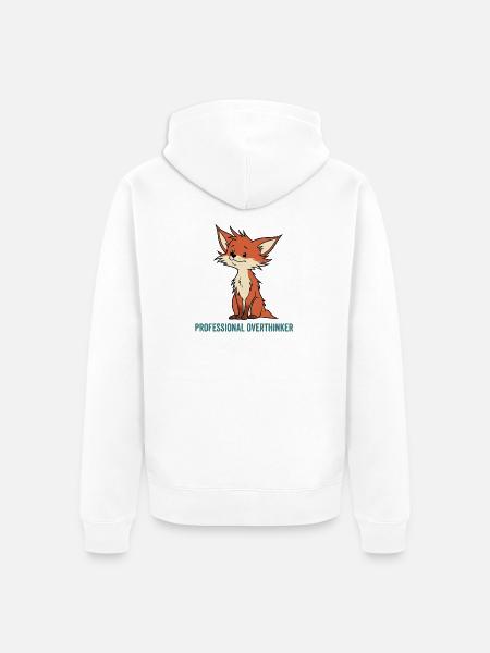 Schlauer Fuchs-Überdenker - Unisex Premium Bio Zip Hoodie - Weiß