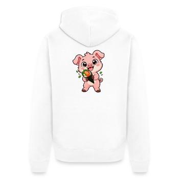 Ferkel-Snacks auf einer geladenen Sushi-Handrolle - Unisex Premium Bio Zip Hoodie - Weiß - Hinten - Thijin (182cm)