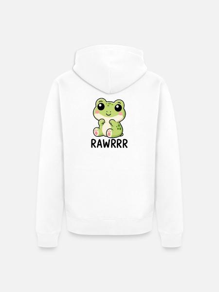 Süßer Frosch Kawaii Cartoon - Unisex Premium Bio Zip Hoodie - Weiß