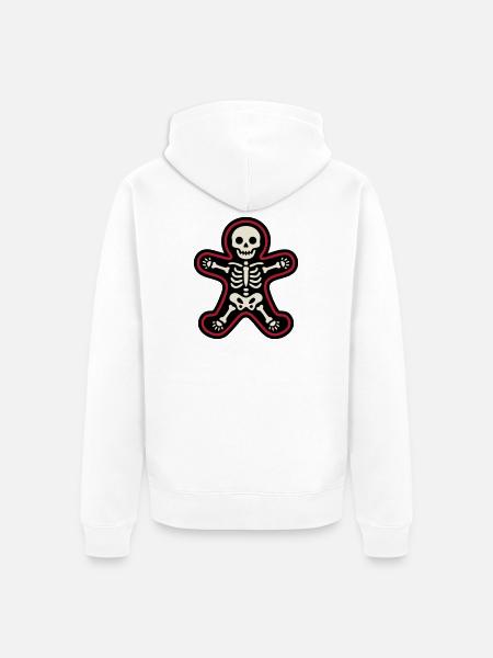 Skelett Lebkuchenmann Grafik - Unisex Premium Bio Zip Hoodie - Weiß