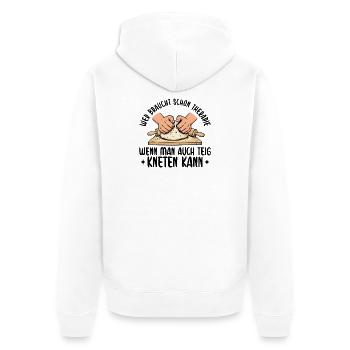 Backen Teig kneten Therapie Pizzabäcker - Unisex Premium Bio Zip Hoodie - Weiß - Hinten - Thijin (182cm)
