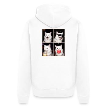 Katzen Türkisch Angora Katze - Unisex Premium Bio Zip Hoodie - Weiß - Hinten - Thijin (182cm)
