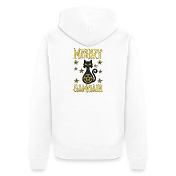 Fröhliche Samhain Hexenkatze Samhain Wicca Wicca - Unisex Premium Bio Zip Hoodie - Weiß - Hinten - Thijin (182cm)