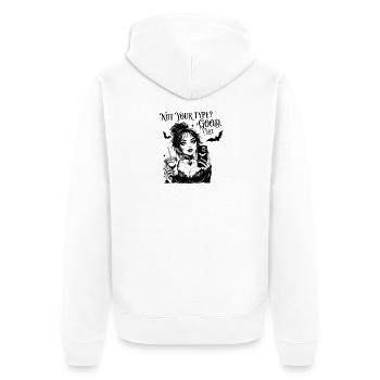 Gothic Vamp Selfie Druck - Unisex Premium Bio Zip Hoodie - Weiß - Hinten - Thijin (182cm)