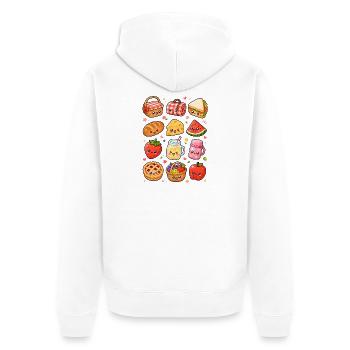 Kawaii Picknick | Sommer & Outdoor - Unisex Premium Bio Zip Hoodie - Weiß - Hinten - Thijin (182cm)