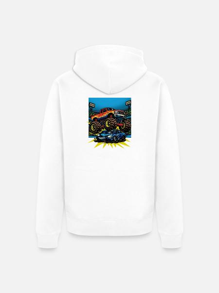 Monstertruck-Show unter Arena-Lichtern - Unisex Premium Bio Zip Hoodie - Weiß