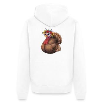 Truthahn - Unisex Premium Bio Zip Hoodie - Weiß - Hinten - Thijin (182cm)
