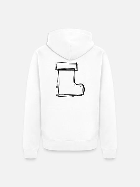 Nikolausstiefel handgezeichnet - Unisex Premium Bio Zip Hoodie - Weiß