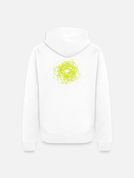 Überdenken, Kritzel-Neon - Unisex Premium Bio Zip Hoodie - Weiß
