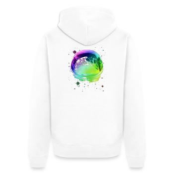 Weltraumfroschhelm - Unisex Premium Bio Zip Hoodie - Weiß - Hinten - Thijin (182cm)