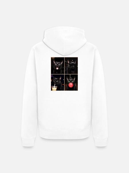 Katzen schwarze Katze - Unisex Premium Bio Zip Hoodie - Weiß