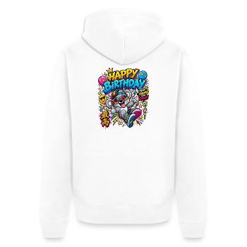 Geburtstagskoala in Neonfarben - Unisex Premium Bio Zip Hoodie - Weiß - Hinten - Thijin (182cm)