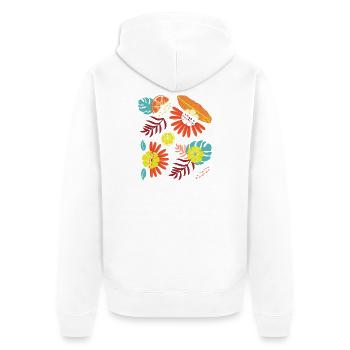 Tropical  - Unisex Premium Bio Zip Hoodie - Weiß - Hinten - Thijin (182cm)