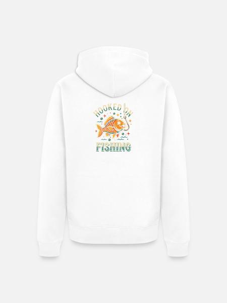 Gefangen beim Angeln - Unisex Premium Bio Zip Hoodie - Weiß