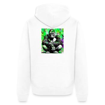 Gorilla - Unisex Premium Bio Zip Hoodie - Weiß - Hinten - Thijin (182cm)