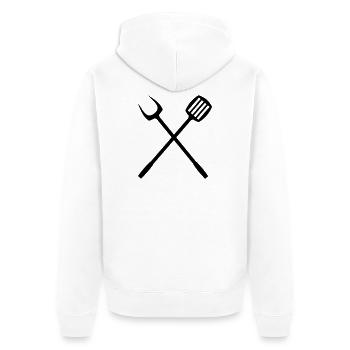 grill_grillzange besteck - Unisex Premium Bio Zip Hoodie - Weiß - Hinten - Thijin (182cm)