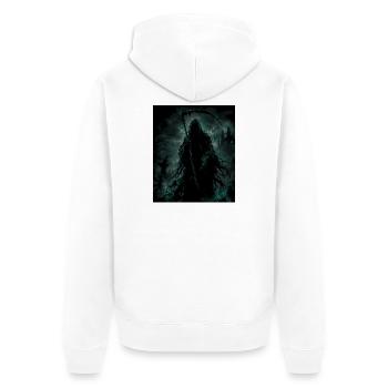 SensenMann - Unisex Premium Bio Zip Hoodie - Weiß - Hinten - Thijin (182cm)