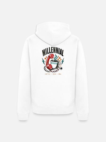 Millennial Café Rock 80er - Unisex Premium Bio Zip Hoodie - Weiß