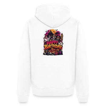 Happy Birthday Halloween Bash - Unisex Premium Bio Zip Hoodie - Weiß - Hinten - Thijin (182cm)
